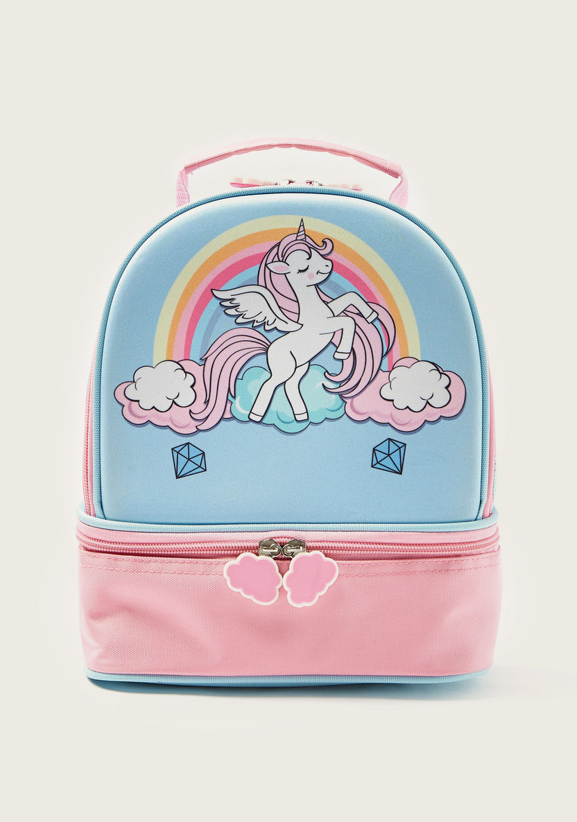 Juniors Unicorn Print Lunch Bag with Zip Closure-Lunch Bags-image-0