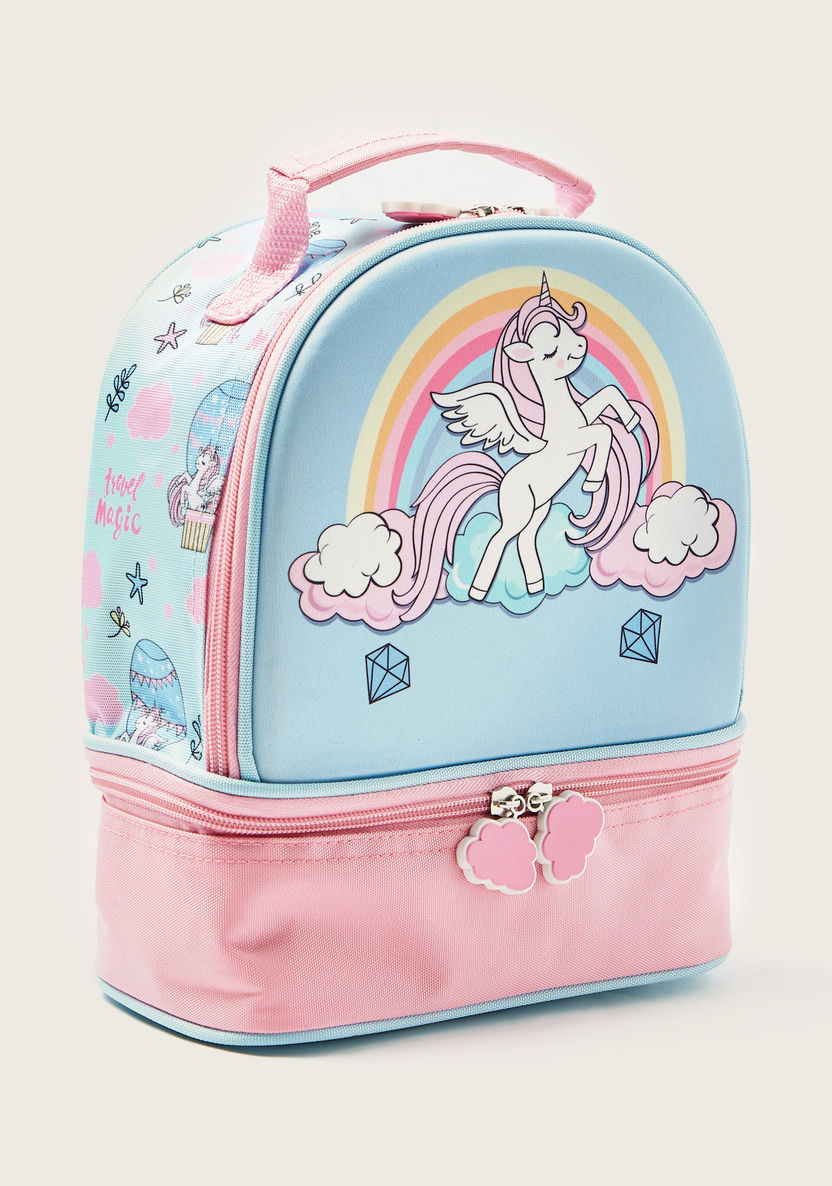 Juniors Unicorn Print Lunch Bag with Zip Closure-Lunch Bags-image-1