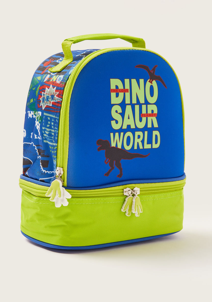 Juniors Dinosaur Print Lunch Bag with Handle and Zip Closure-Lunch Bags-image-1
