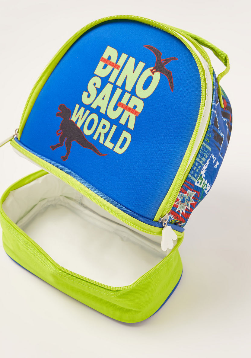Juniors Dinosaur Print Lunch Bag with Handle and Zip Closure-Lunch Bags-image-3