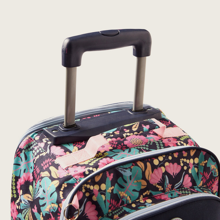 Movom Tropical Print Trolley Backpack with Retractable Handle - 18 inches