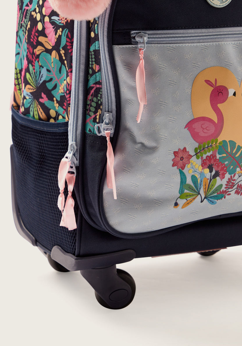 Movom Tropical Print Trolley Backpack with Retractable Handle - 18 inches-Trolleys-image-3