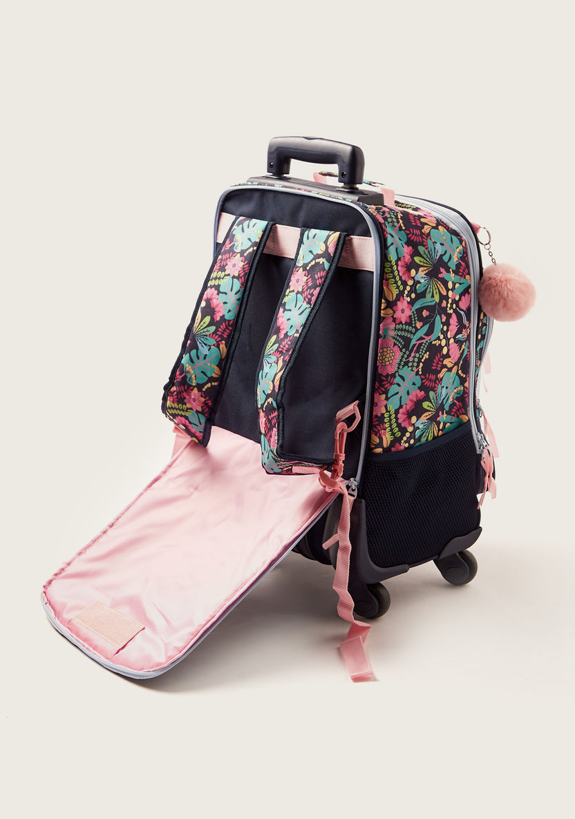 Movom Tropical Print Trolley Backpack with Retractable Handle - 18 inches-Trolleys-image-4