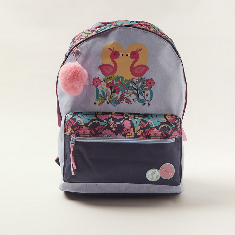 Movom Tropical Print Backpack with Adjustable Shoulder Straps - 18 inches