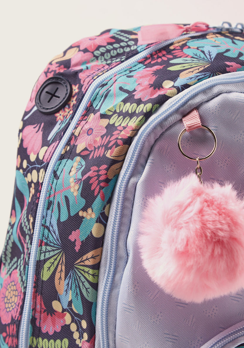 Movom Printed Backpack with Pom Pom Charm - 18 inches-Backpacks-image-2