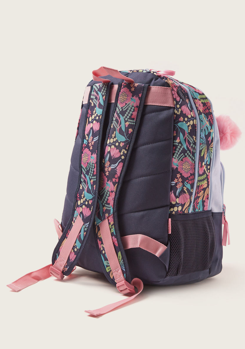 Movom Printed Backpack with Pom Pom Charm - 18 inches-Backpacks-image-4