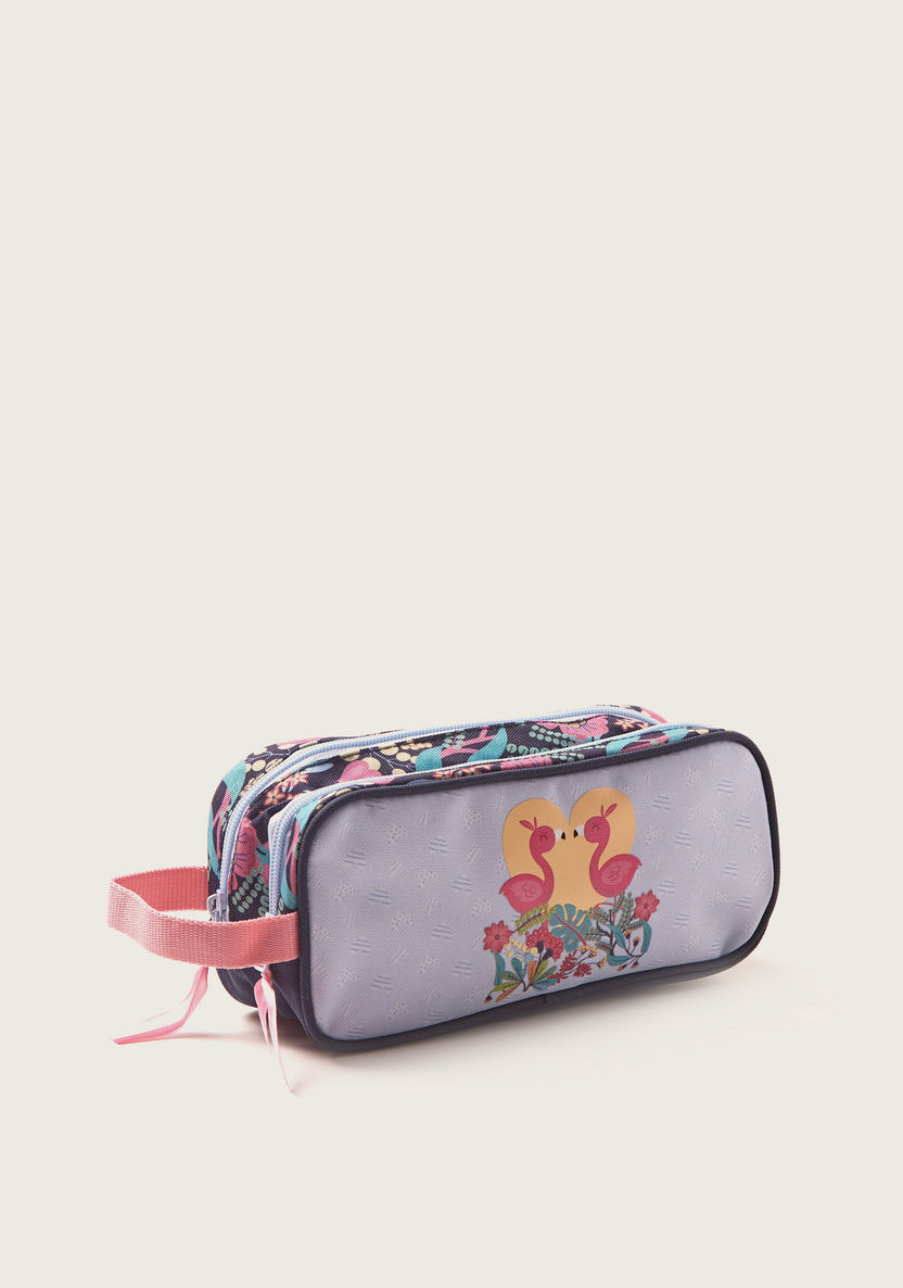 Movom Tropical Print Pencil Case with Zip Closure and Wristlet Strap-Pencil Cases-image-1