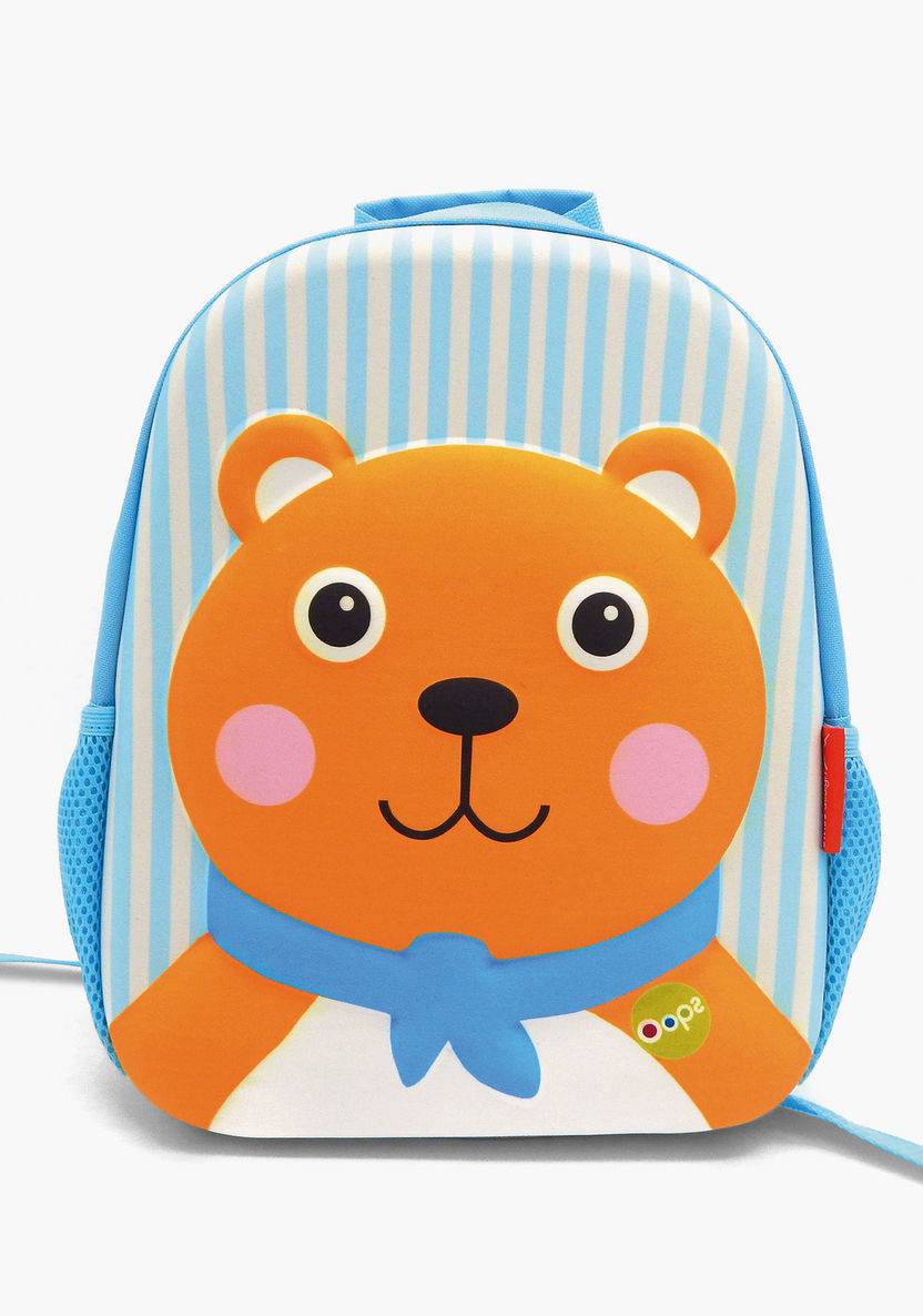 OOPS Bear Embossed Backpack with Zip Closure - 12 inches-Backpacks-image-0