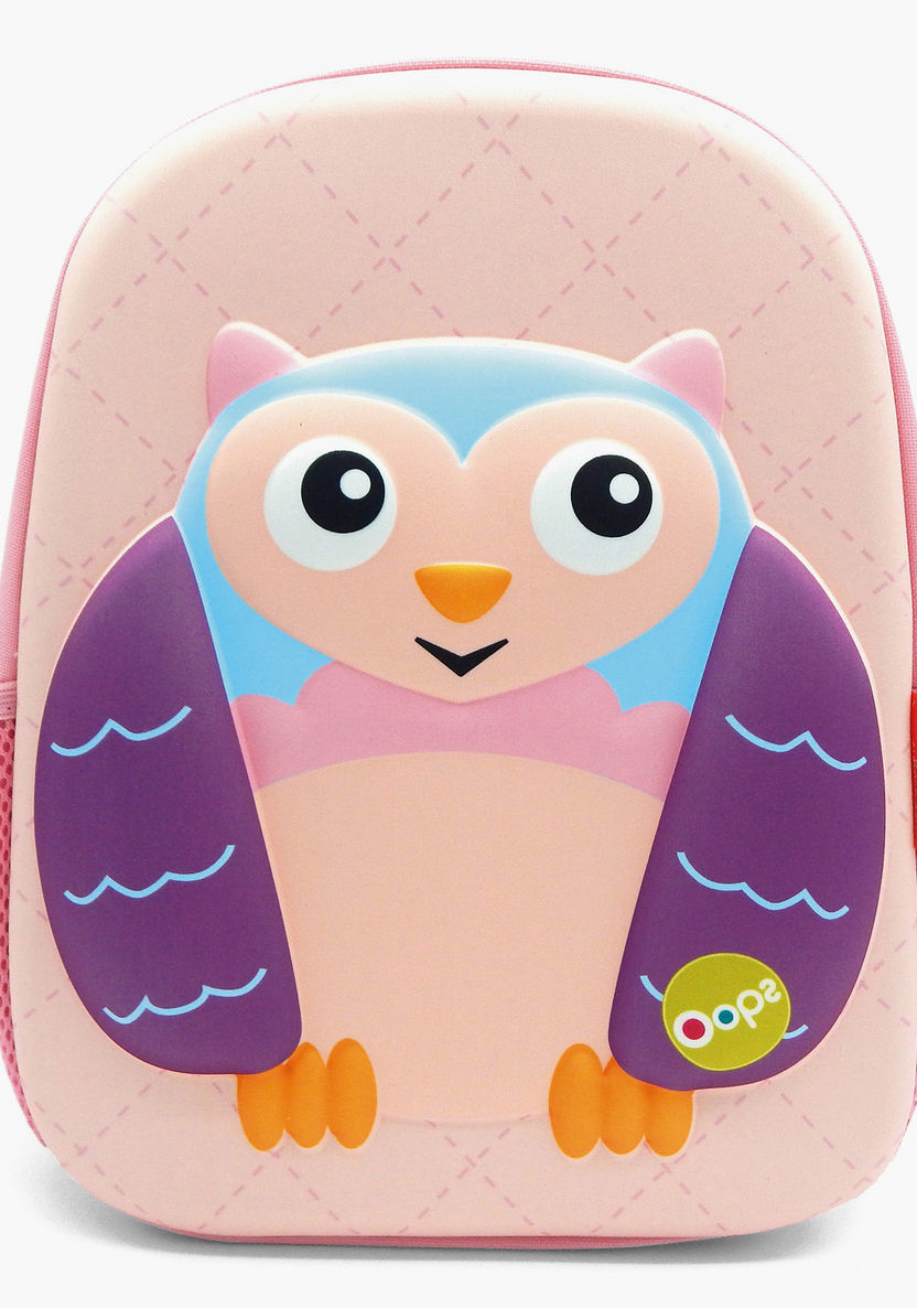 OOPS Owl Embossed Backpack with Zip Closure - 12 inches-Backpacks-image-0
