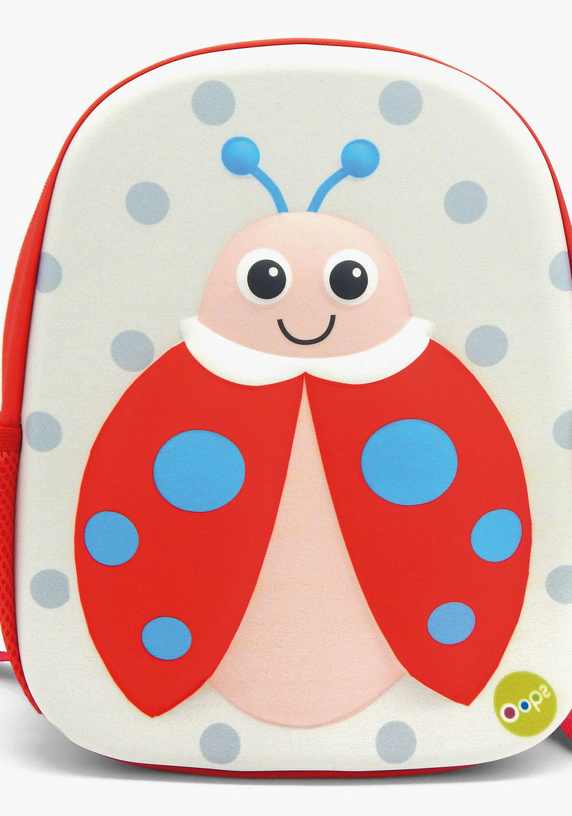 OOPS Ladybug Embossed Backpack with Zip Closure - 12 inches-Backpacks-image-0