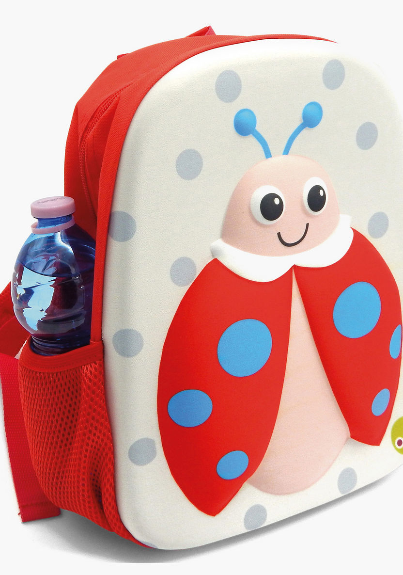 OOPS Ladybug Embossed Backpack with Zip Closure - 12 inches-Backpacks-image-1
