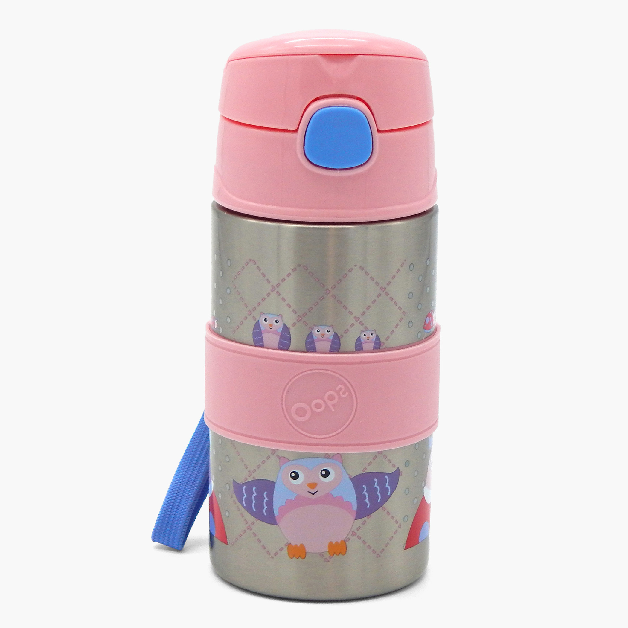 OOPS Owl Print Stainless Steel Water Bottle-school-waterbottles-image-1