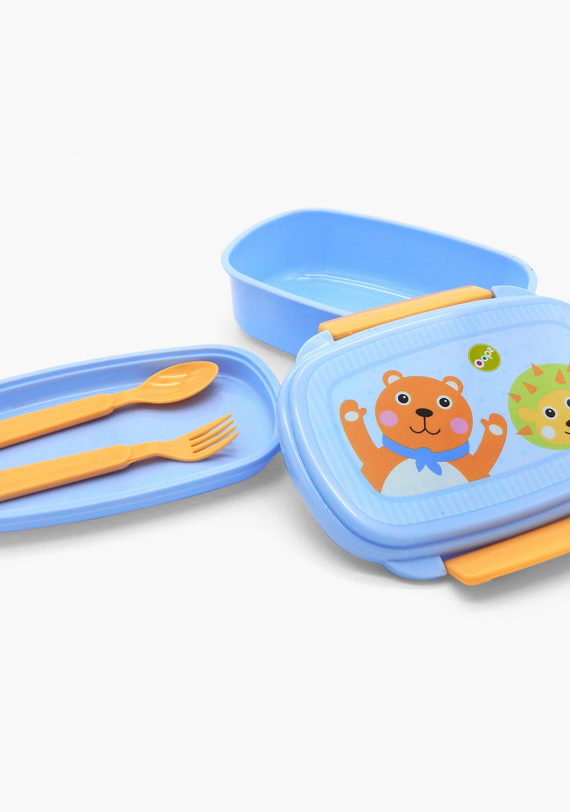 OOPS Printed Lunch Box with Cutlery-Lunch Boxes-image-1