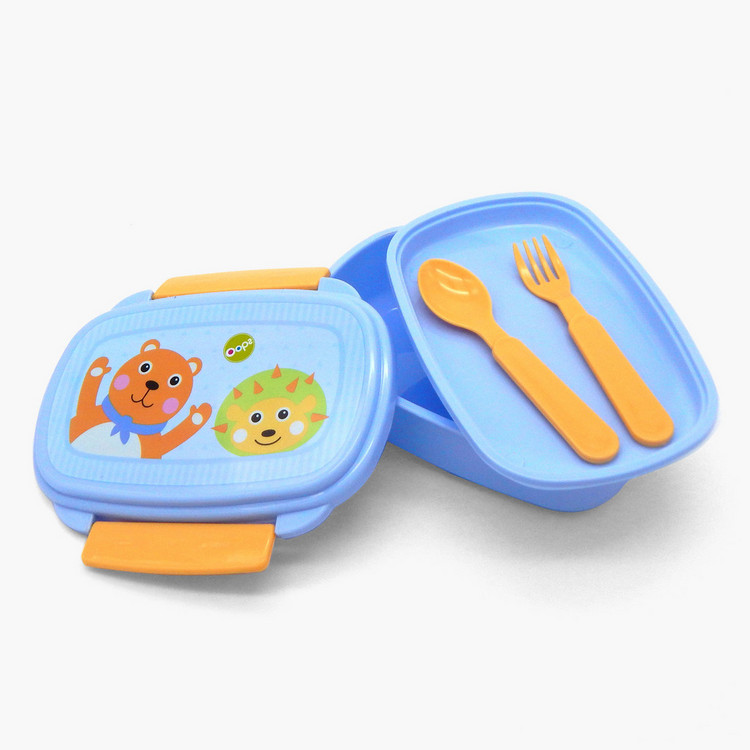 OOPS Printed Lunch Box with Cutlery