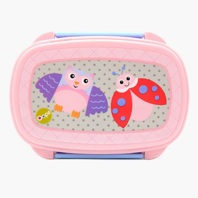 OOPS Ladybug Print Lunch Box with Lid and Cutlery Set