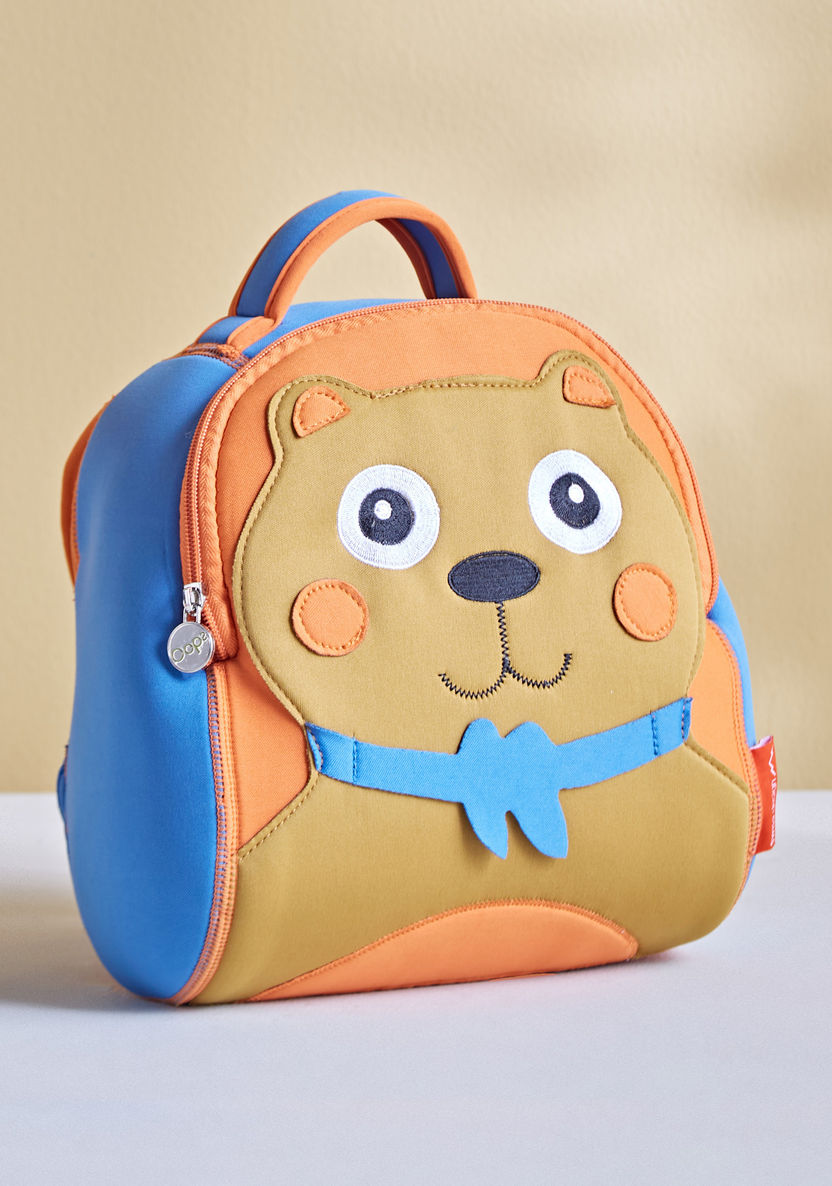 OOPS Bear Applique Backpack with Adjustable Straps and Top Handle-Backpacks-image-0