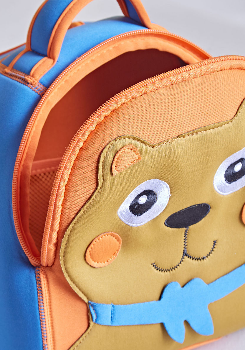 OOPS Bear Applique Backpack with Adjustable Straps and Top Handle-Backpacks-image-2