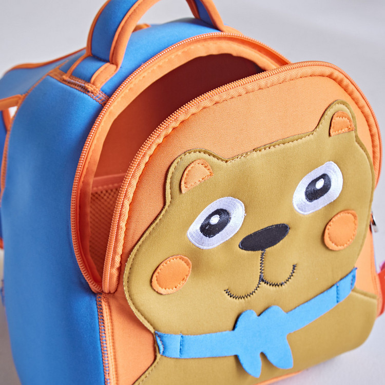 OOPS Bear Applique Backpack with Adjustable Straps and Top Handle