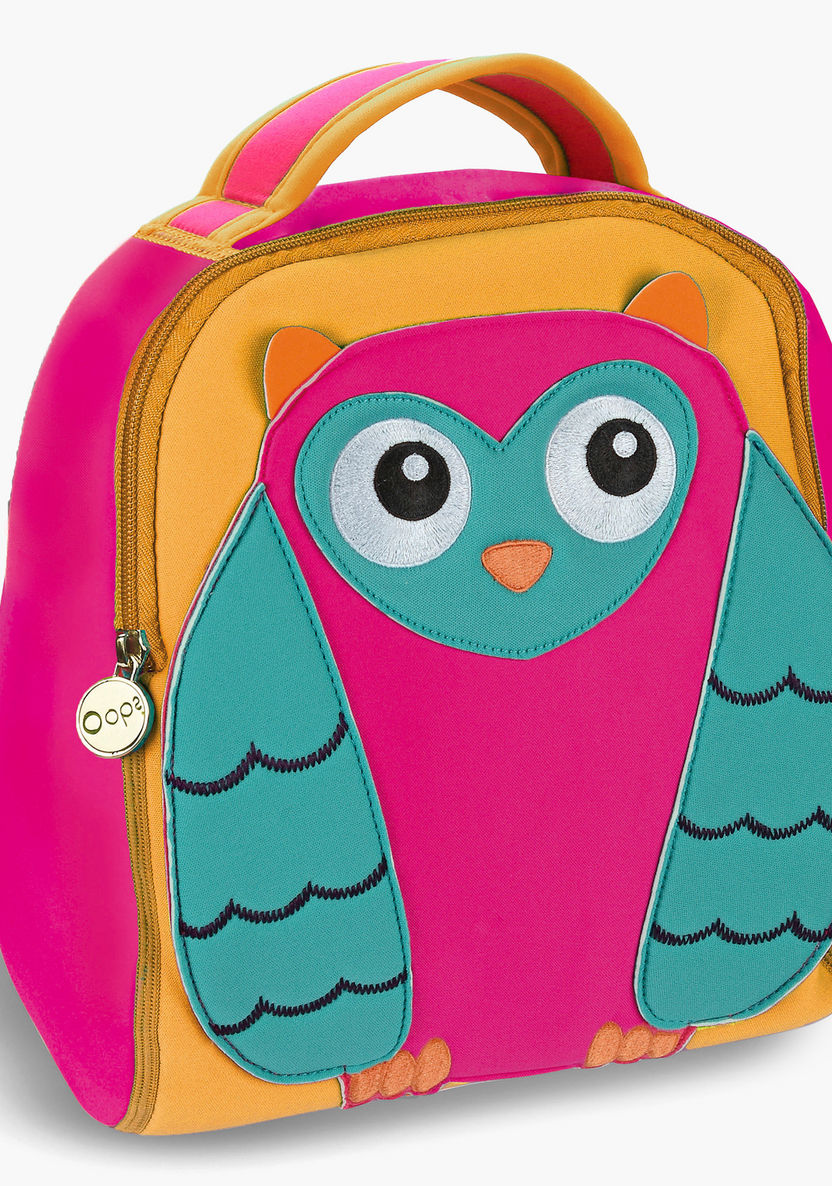OOPS Owl Applique Detail Backpack with Zip Closure - 12 inches-Backpacks-image-0