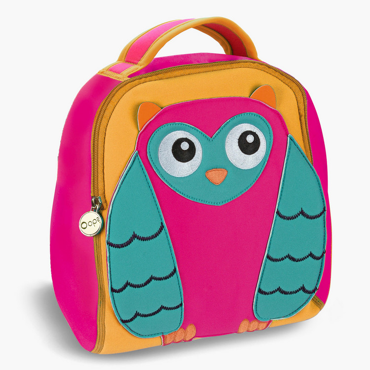 OOPS Owl Applique Detail Backpack with Zip Closure - 12 inches