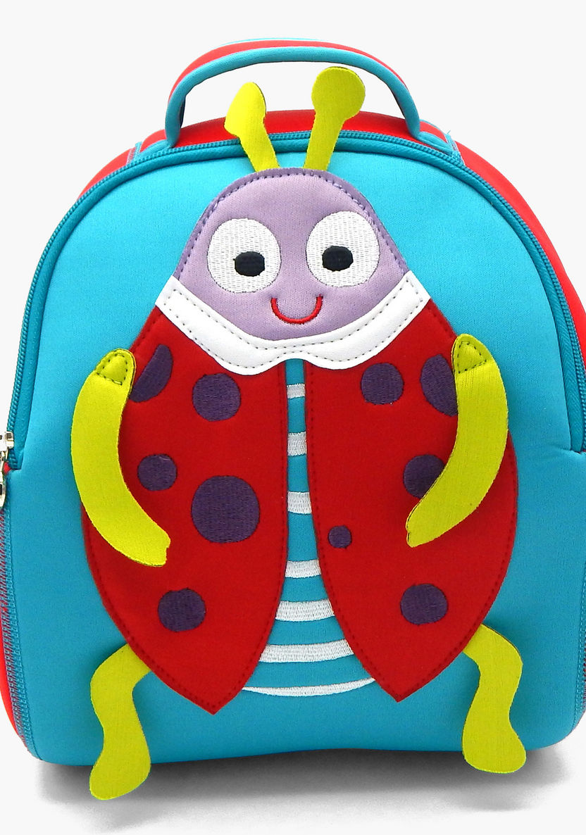 OOPS Ladybug Applique Backpack with Zip Closure - 12 Inches-Backpacks-image-0
