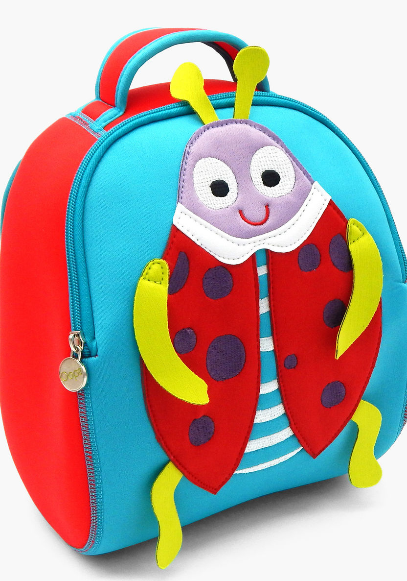 OOPS Ladybug Applique Backpack with Zip Closure - 12 Inches-Backpacks-image-1