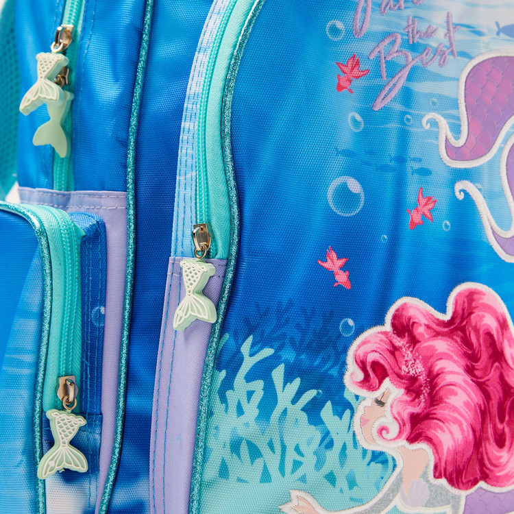 Juniors Mermaid Print Trolley Backpack with Lunch Bag and Pencil Pouch - 16 inches