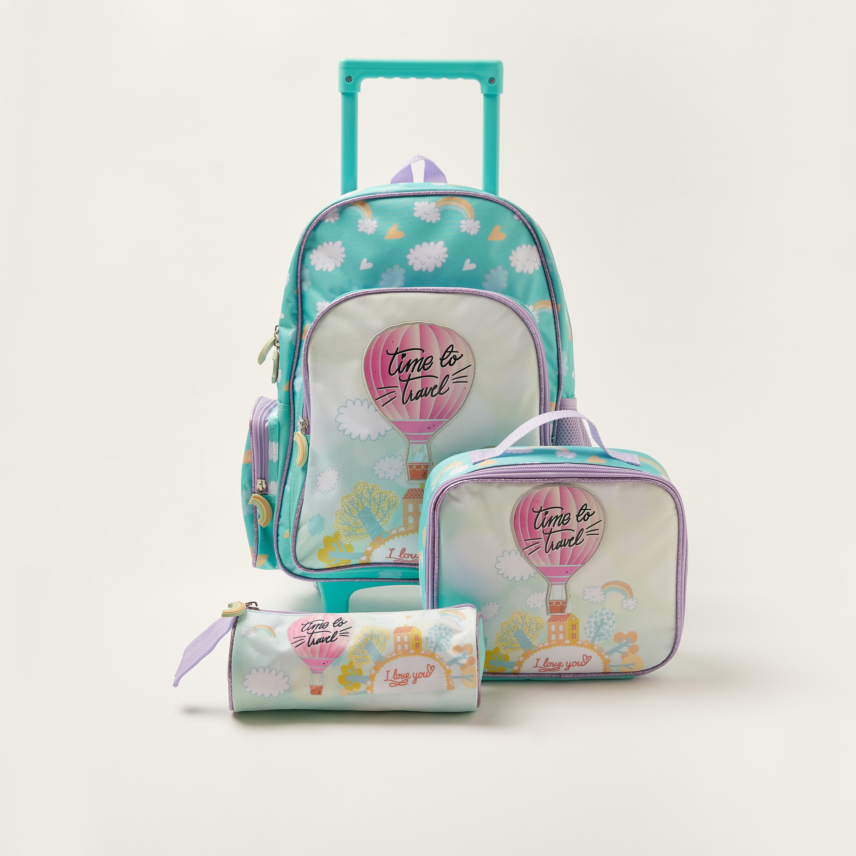 Buy Juniors Printed 16 inch Trolley Backpack with Lunch Bag and Pencil Pouch Online Mothercare Bahrain