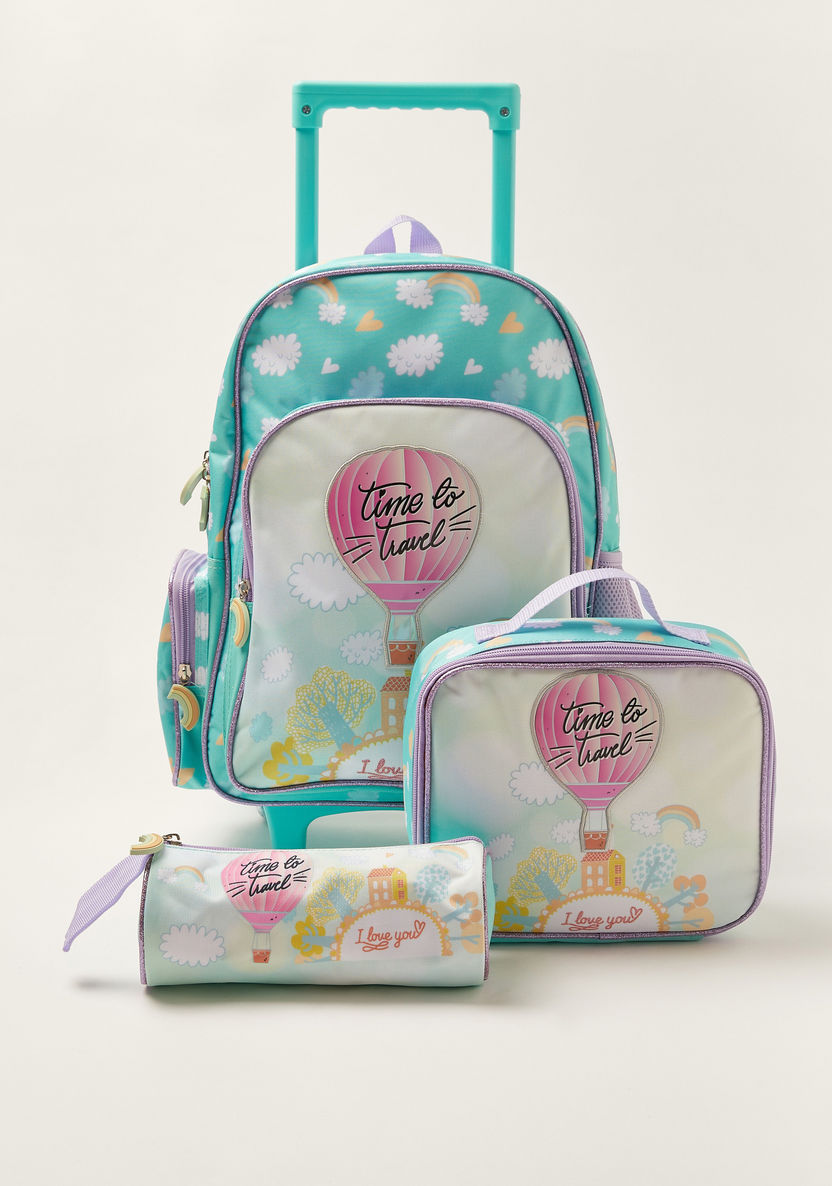 Juniors Printed 16-inch Trolley Backpack with Lunch Bag and Pencil Pouch-Trolleys-image-0