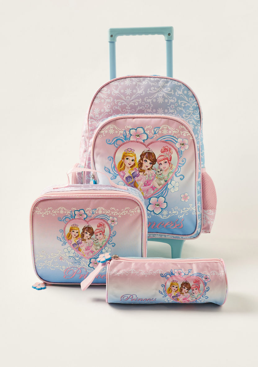Juniors Disney Princess Print 3-Piece 16-inch Trolley Backpack Set-Trolleys-image-0