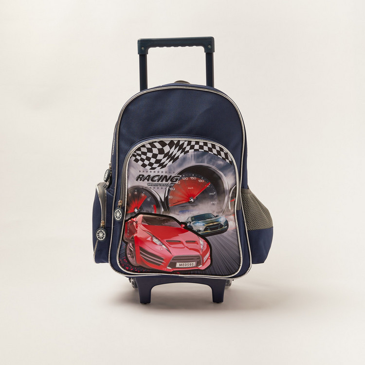 Juniors Cars Print 3-Piece Trolley Backpack Set - 16 inches