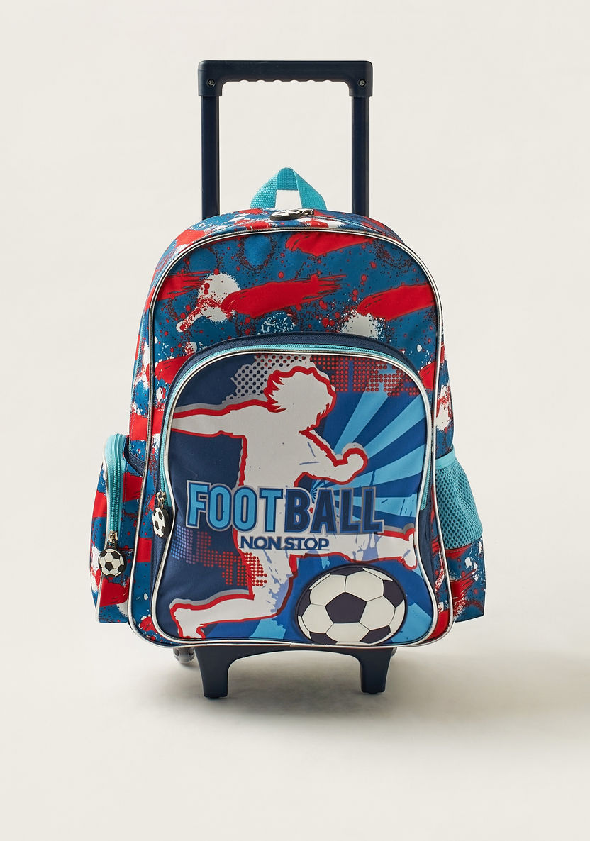 Juniors Football Print 16-inch Trolley Backpack with Lunch Bag and Pencil Case-School Sets-image-1