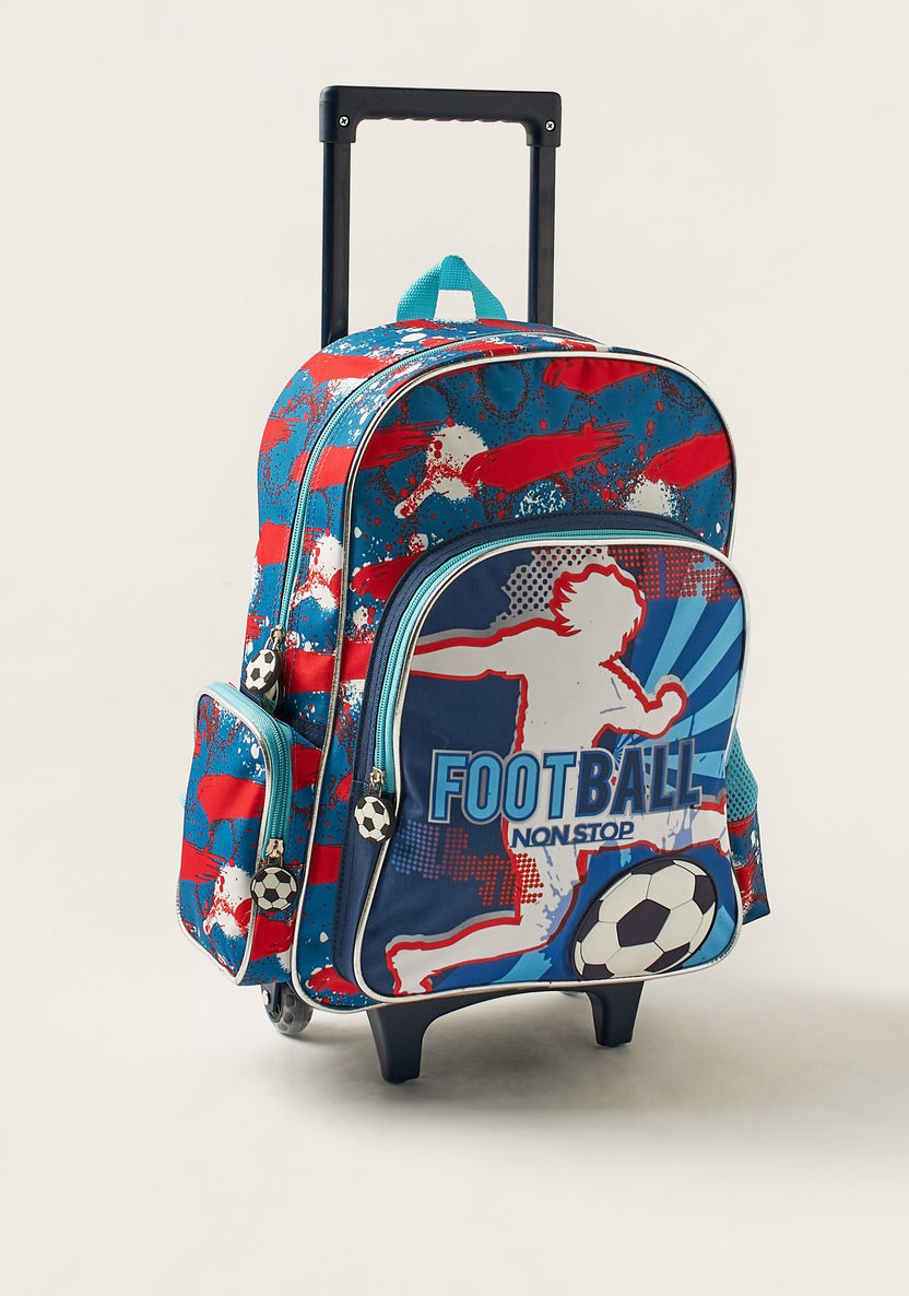 Juniors Football Print 16-inch Trolley Backpack with Lunch Bag and Pencil Case-School Sets-image-2