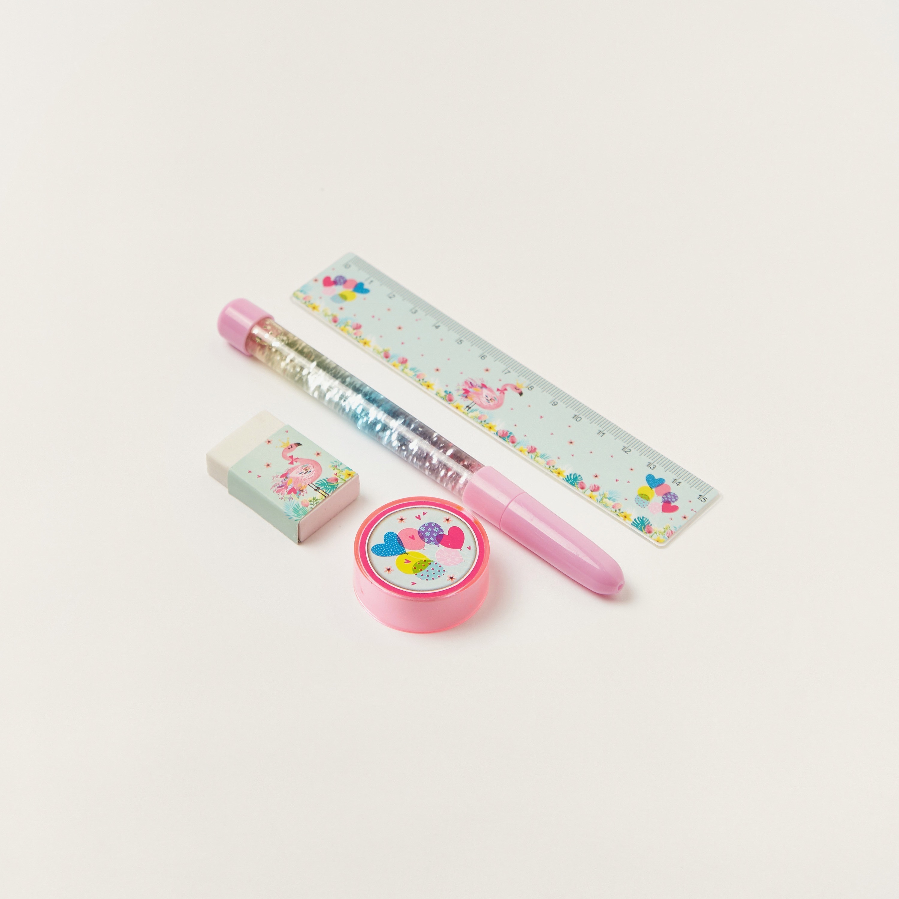 Juniors Flamingo Print 6-Piece Padlock Diary Set-school-stationery-notebooks-image-3