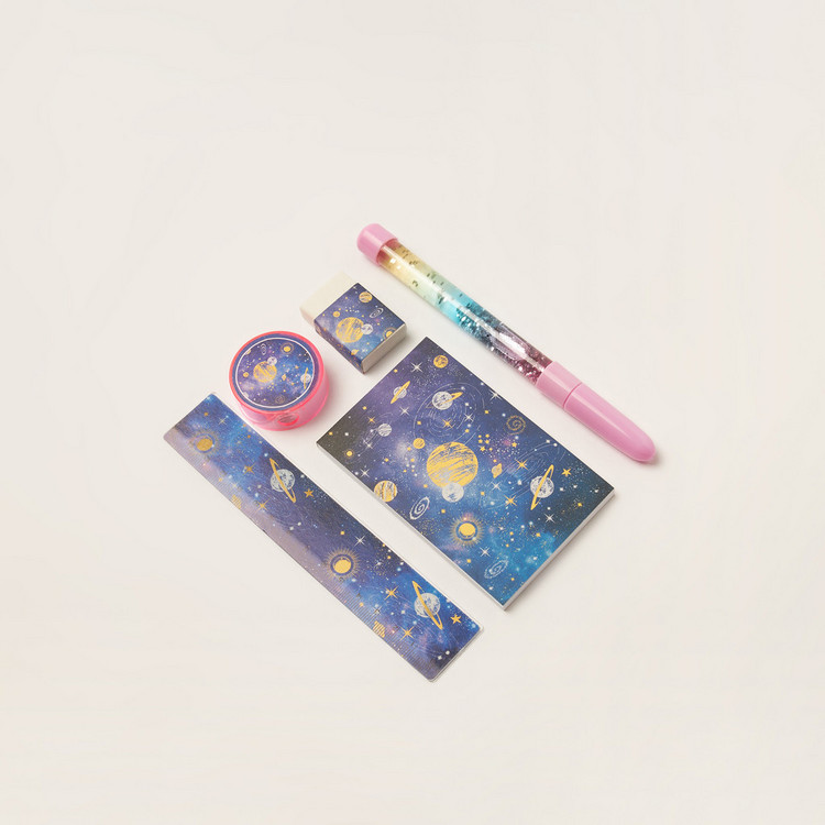 Juniors Galaxy Print 6-Piece Padlock Diary Stationery Set