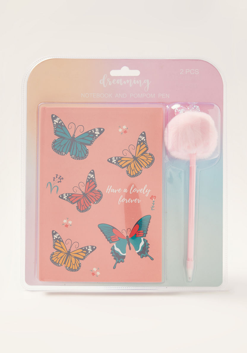 Juniors Butterfly Print Notebook and Pen Set-Notebooks-image-0