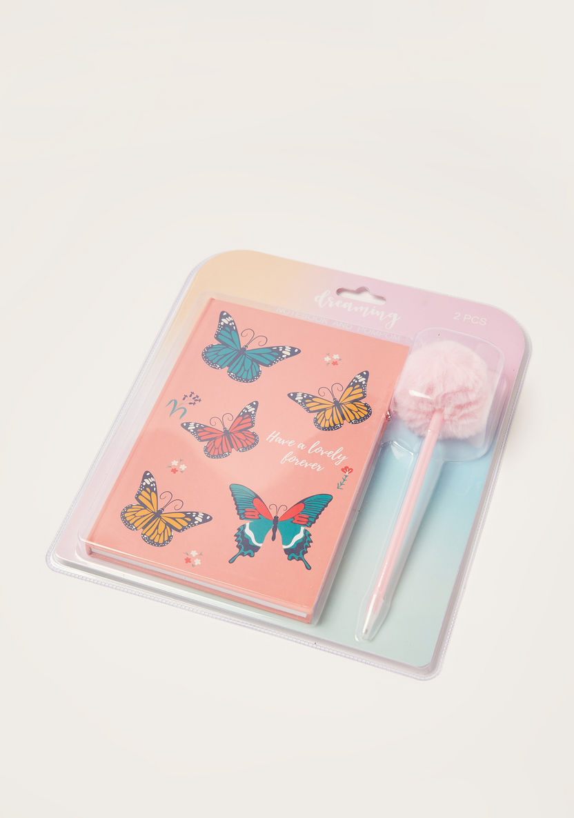 Juniors Butterfly Print Notebook and Pen Set-Notebooks-image-1