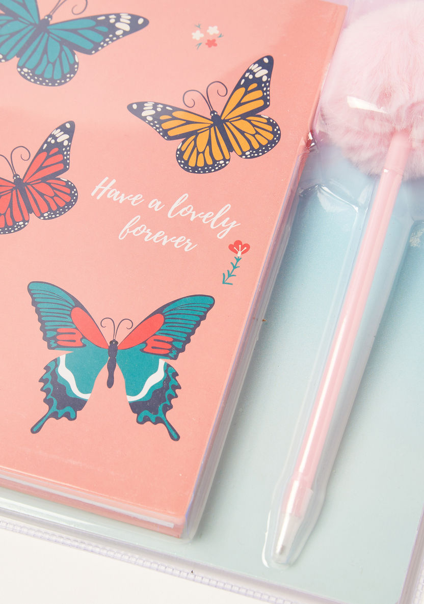 Juniors Butterfly Print Notebook and Pen Set-Notebooks-image-2