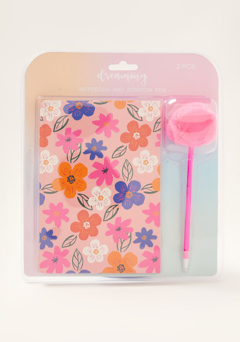 Juniors Floral Print Notebook and Pen Set-Notebooks-image-0