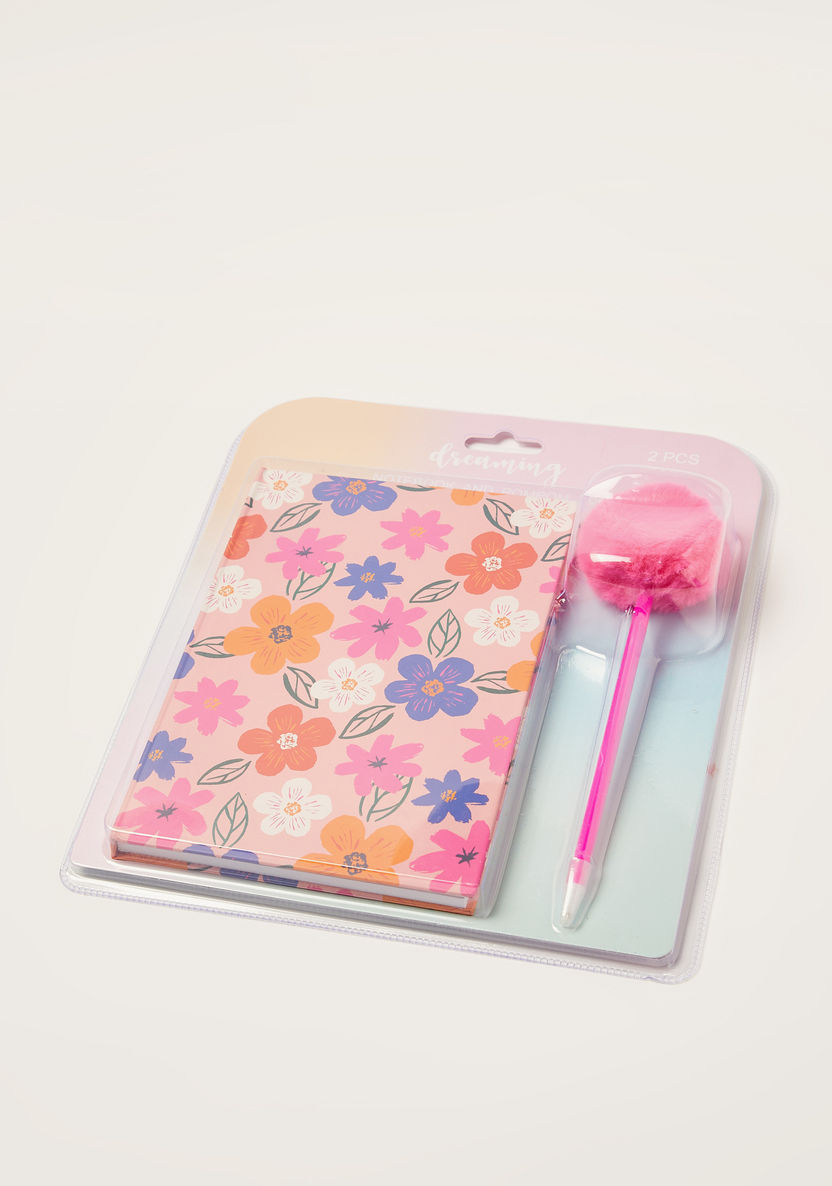 Juniors Floral Print Notebook and Pen Set-Notebooks-image-1
