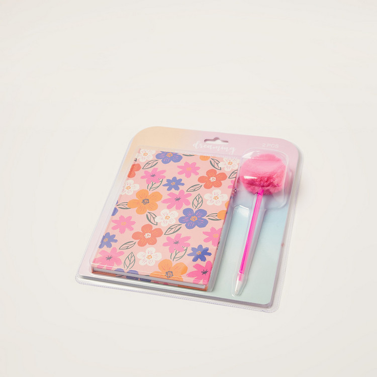 Juniors Floral Print Notebook and Pen Set