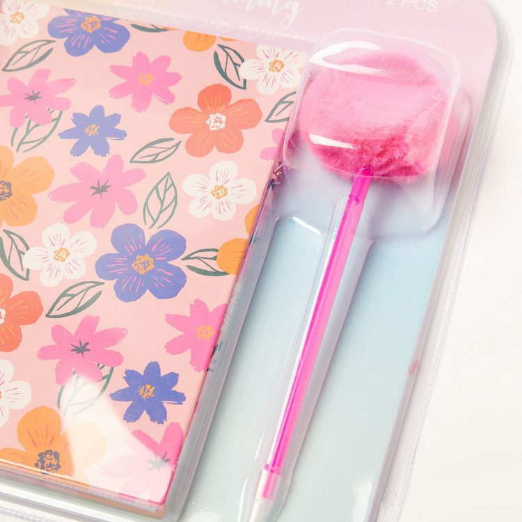 Juniors Floral Print Notebook and Pen Set