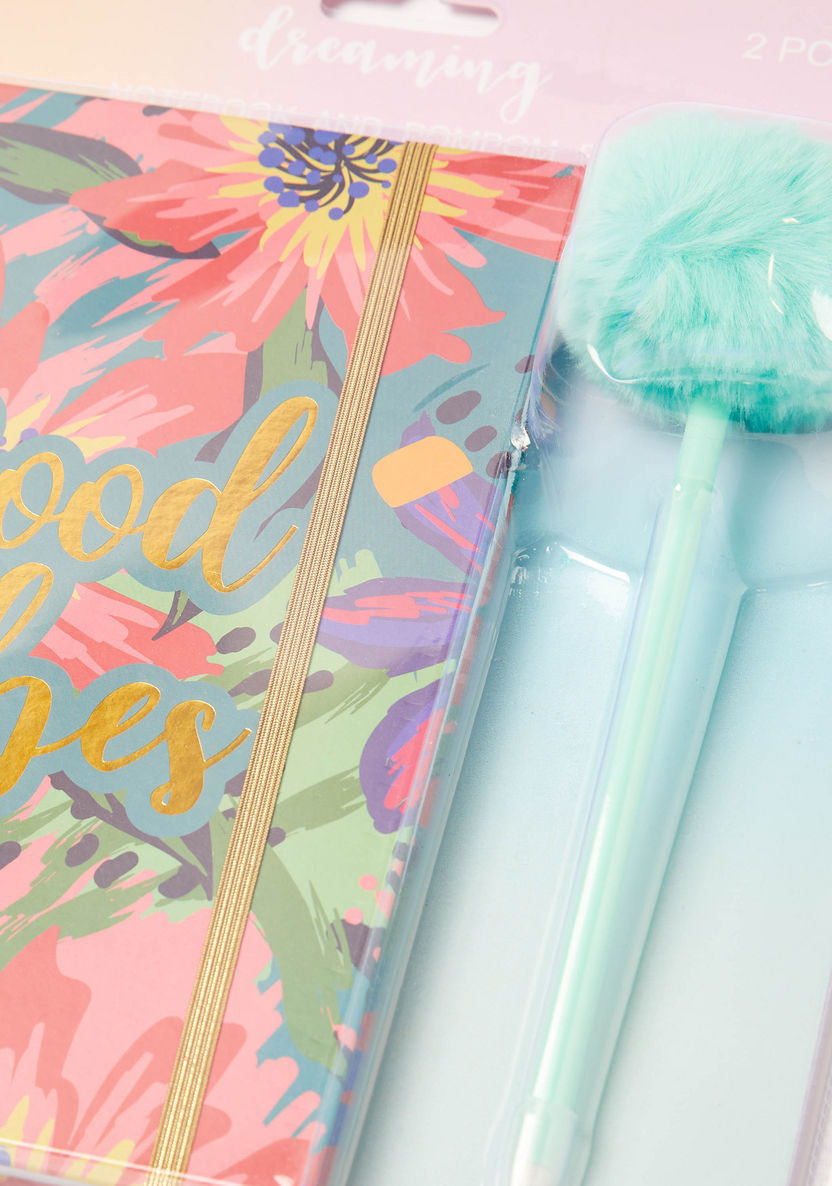 Juniors Floral Print Notebook and Pen Set-Notebooks-image-2