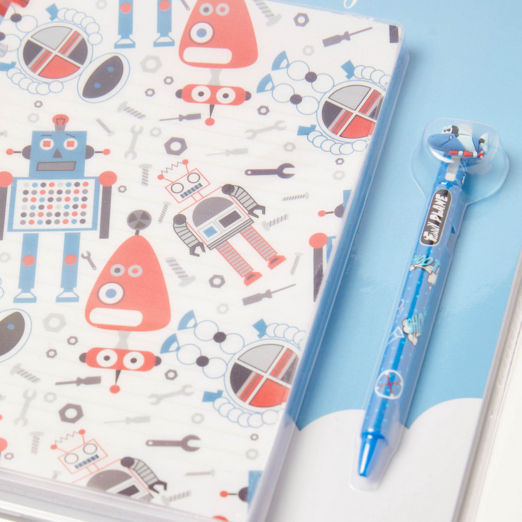 Juniors Robot Print Notebook and Pen Set