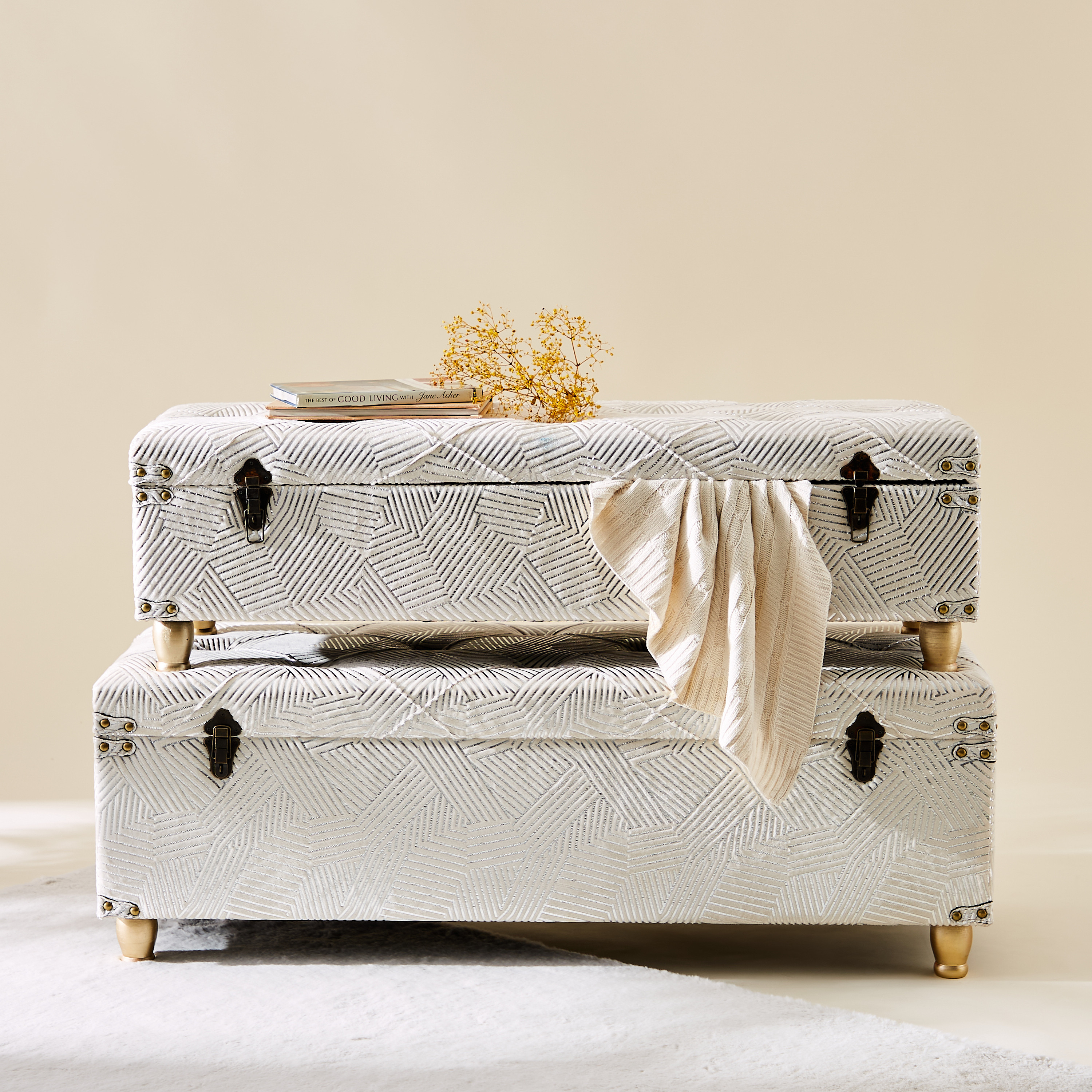 Velvet 2-Piece Trunk Ottoman Set-furniture-sofaandseating-ottomansbeanbagsandpoufs-image-1