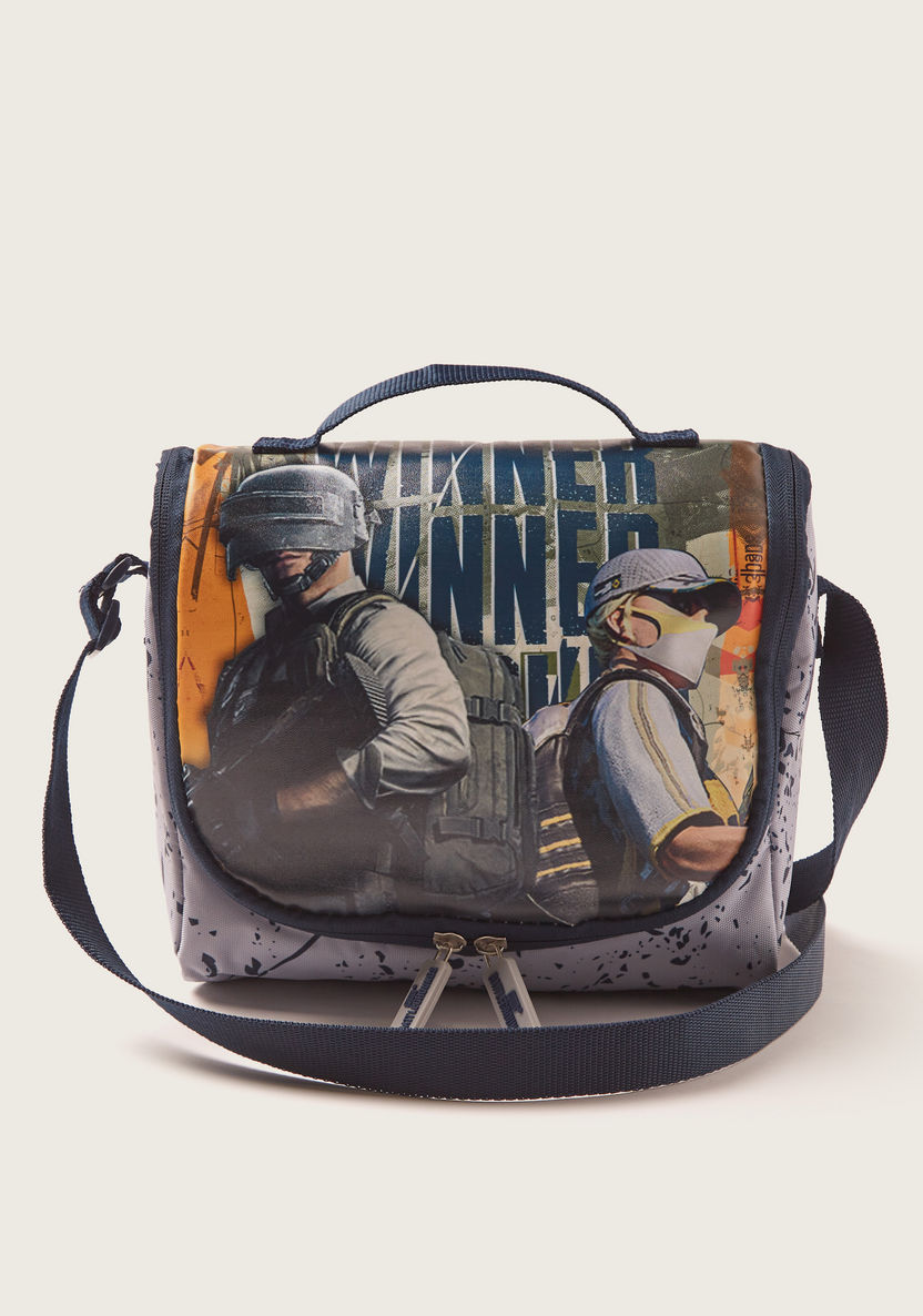 PUBG Printed Lunch Bag with Adjustable Strap and Zip Closure-Lunch Bags-image-0