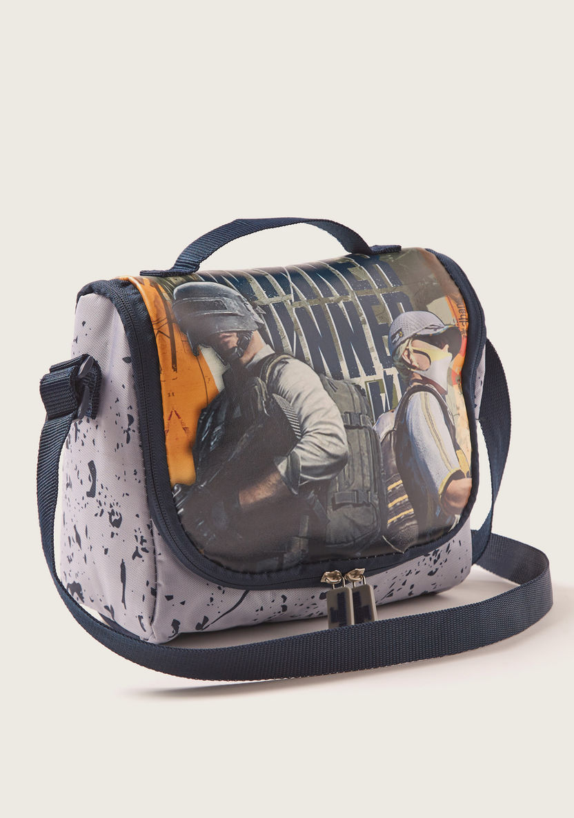 PUBG Printed Lunch Bag with Adjustable Strap and Zip Closure-Lunch Bags-image-1