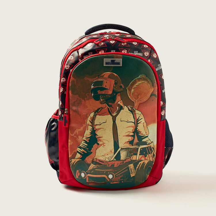 PUBG Battlegrounds Printed 18-inch Backpack with Zip Closure
