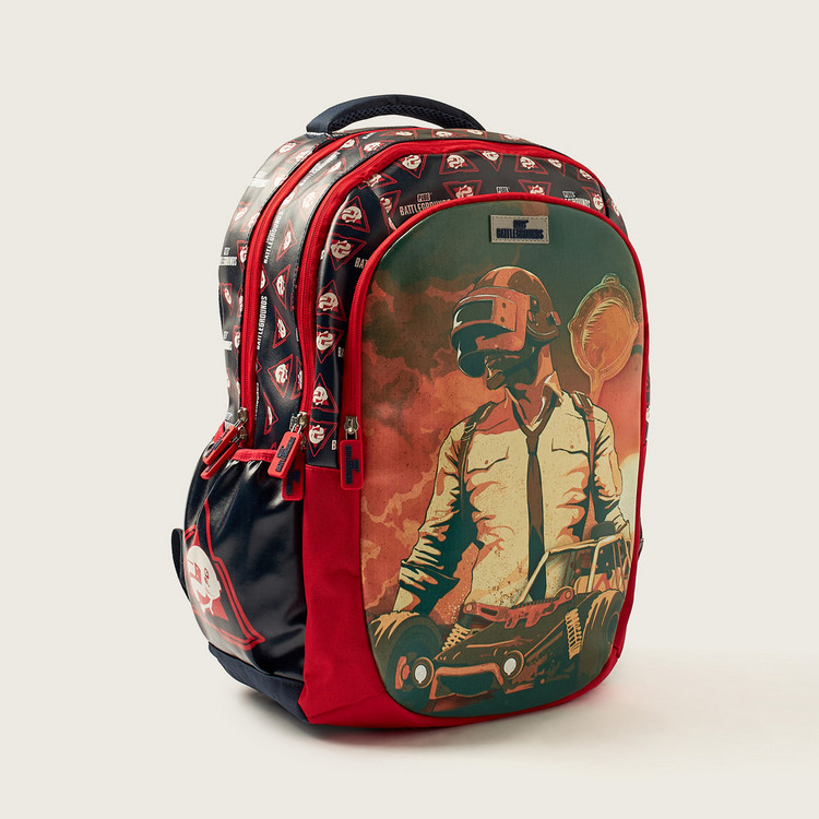 PUBG Battlegrounds Printed 18-inch Backpack with Zip Closure