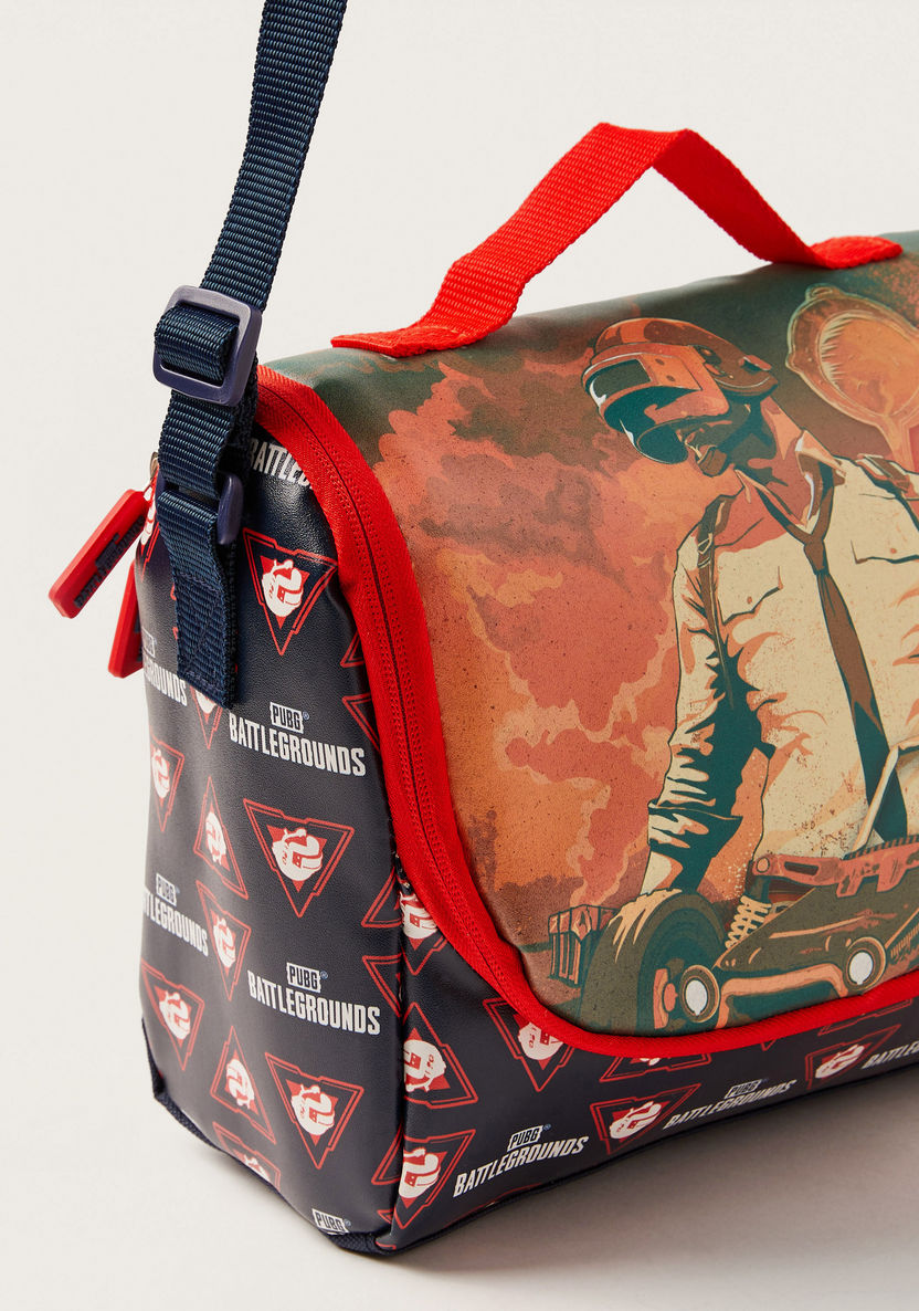 PUBG Printed Lunch Bag with Adjustable Strap and Zip Closure-Lunch Bags-image-2
